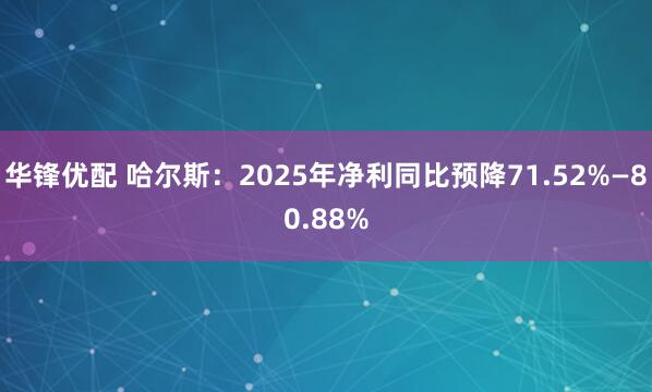 华锋优配 哈尔斯：2025年净利同比预降71.52%—80.88%